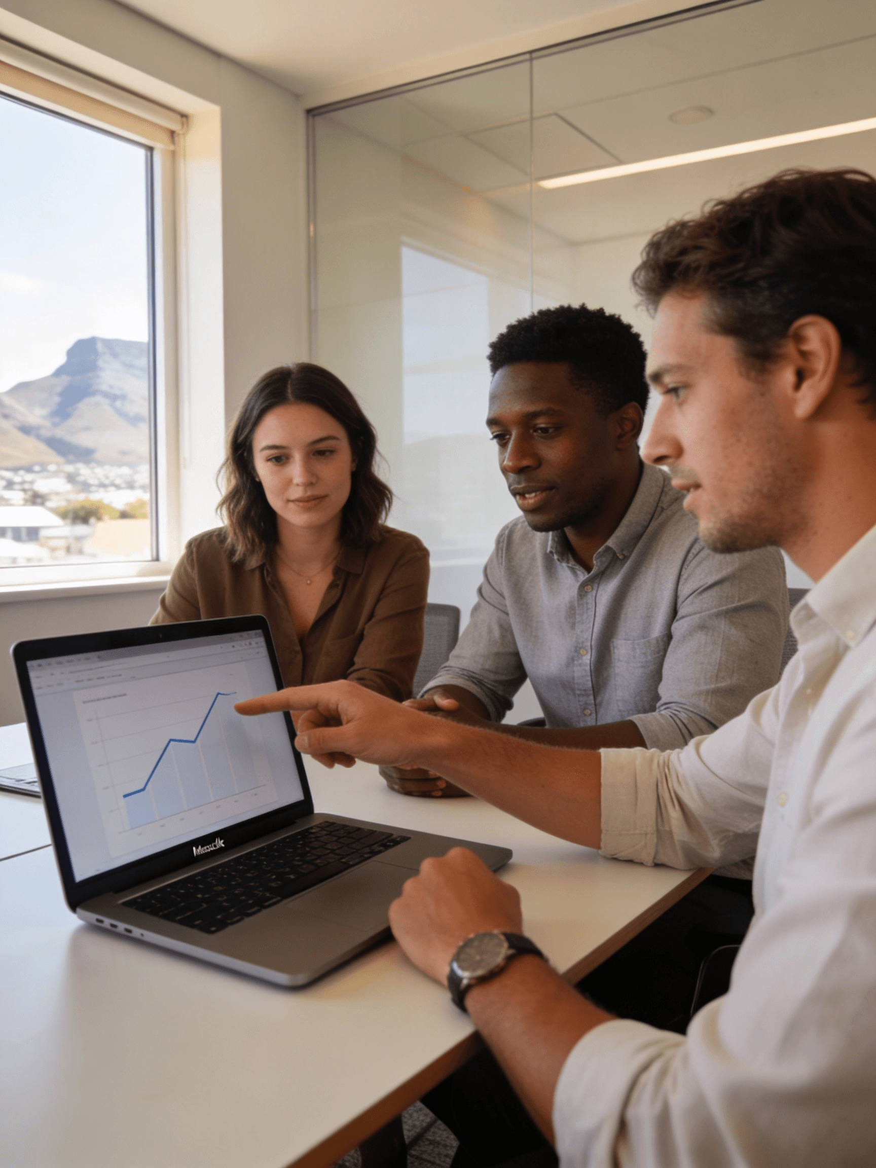 8AI team reviewing revenue pipeline data — Cape Town office
